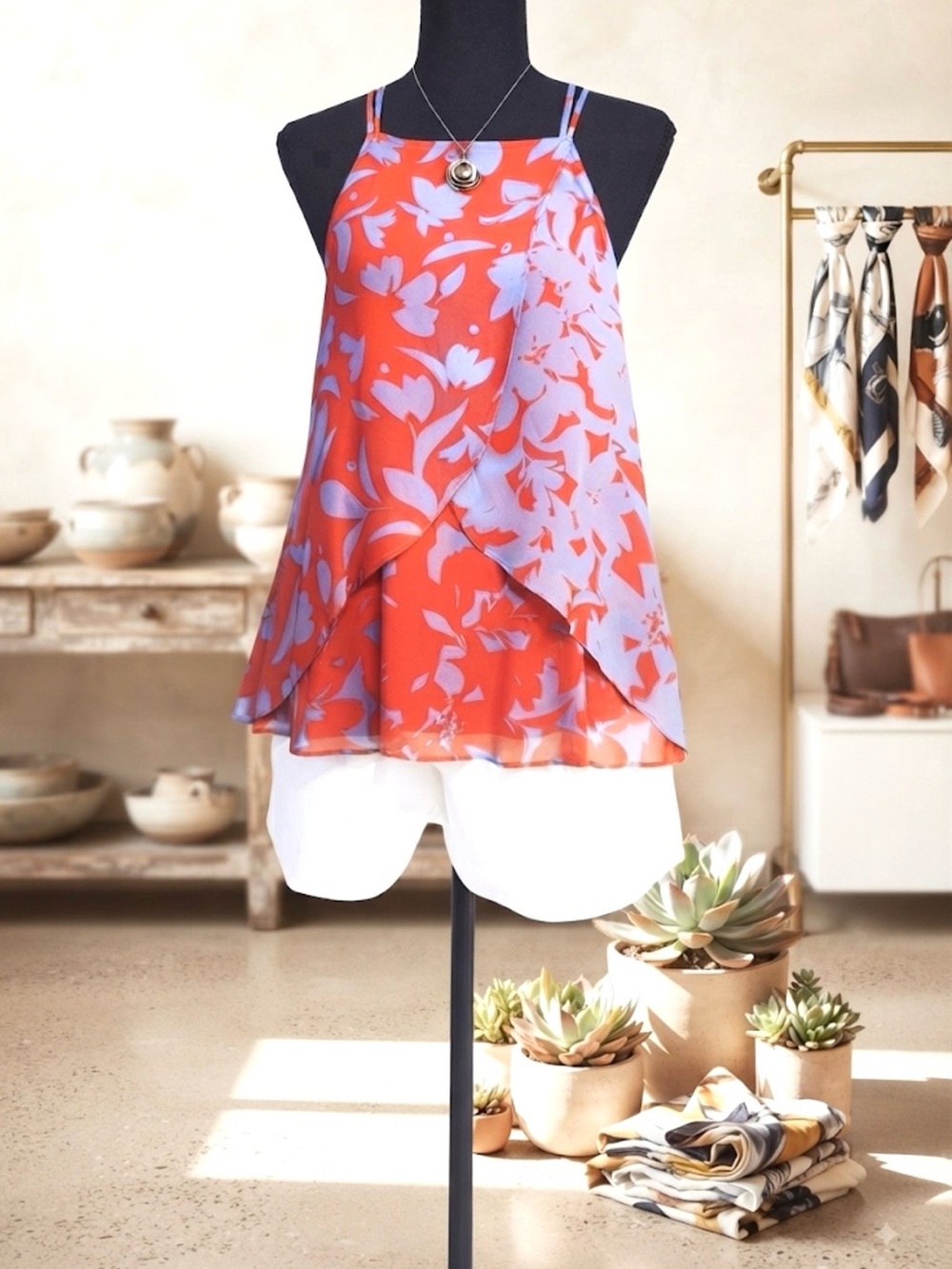 ANTHROPOLOGIE MAEVE Colorful billowy sleeveless spaghetti strap top w/layers